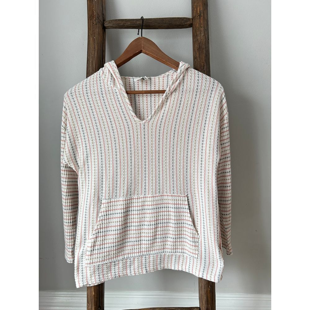 Paper Crane Pullover Hoodie Waffle Knit‎ V-Neck Pocket Long Sleeve XS